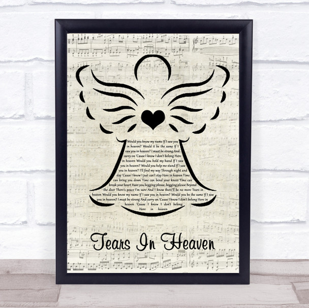 Eric Clapton Tears In Heaven Music Script Angel Song Lyric Quote Music Print