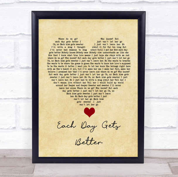 John Legend Each Day Gets Better Vintage Heart Song Lyric Quote Music Print