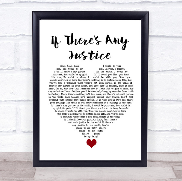 Lemar If There's Any Justice White Heart Song Lyric Quote Music Print