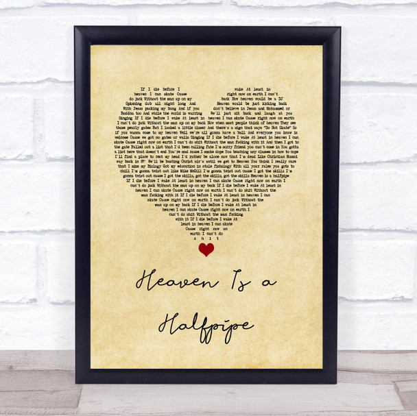 OPM Heaven Is a Halfpipe Vintage Heart Song Lyric Quote Music Print
