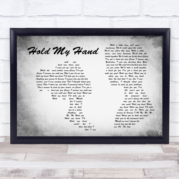 Hootie & The Blowfish Hold My Hand Man Lady Couple Grey Song Lyric Quote Music Print