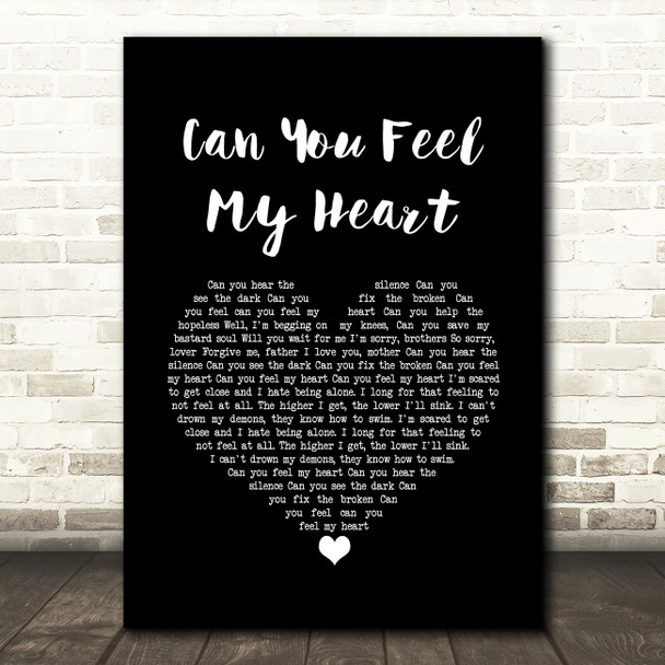 Bring Me The Horizon Can You Feel My Heart Black Heart Song Lyric Quote Music Print