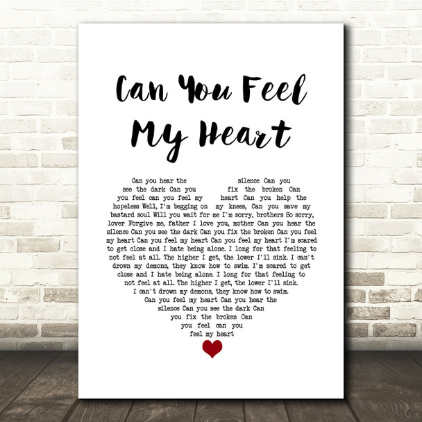 Bring Me The Horizon Can You Feel My Heart White Heart Song Lyric Quote Music Print