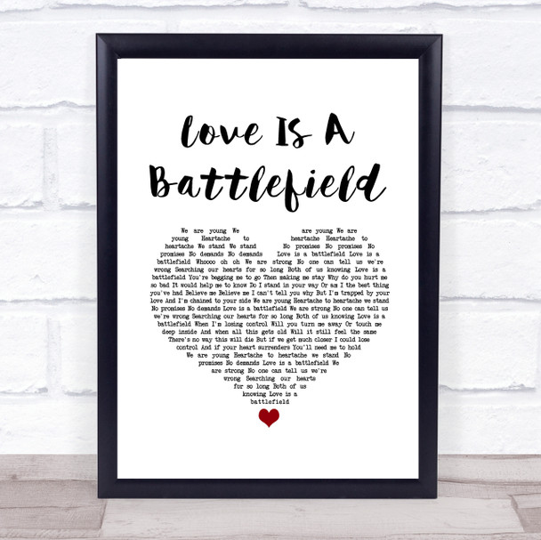 Pat Benatar Love Is A Battlefield White Heart Song Lyric Quote Music Print