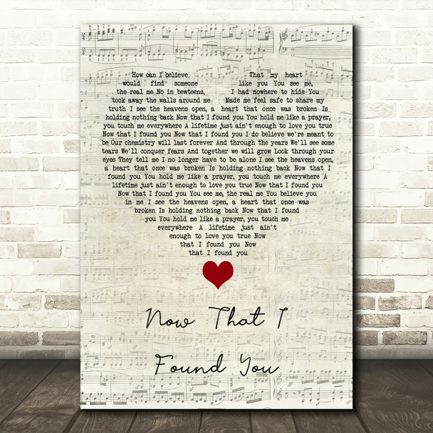 Terri Clark Now That I Found You Script Heart Song Lyric Quote Music Print