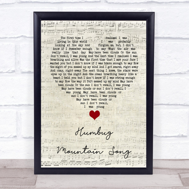 Fruit Bats Humbug Mountain Song Script Heart Song Lyric Quote Music Print