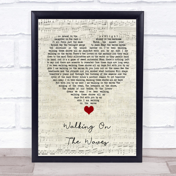Skipinnish Walking On The Waves Script Heart Song Lyric Quote Music Print