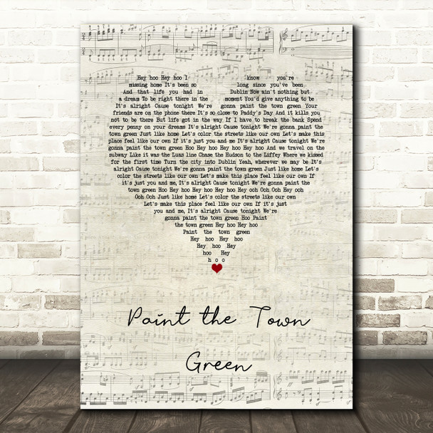 The Script Paint the Town Green Script Heart Song Lyric Quote Music Print