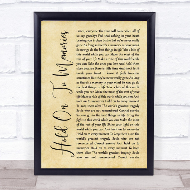 Disturbed Hold On To Memories Rustic Script Song Lyric Quote Music Print