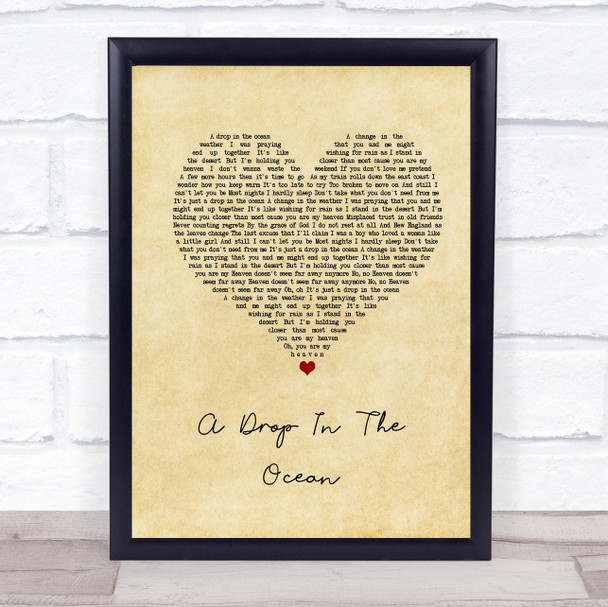 Ron Pope A Drop In The Ocean Vintage Heart Song Lyric Quote Music Print