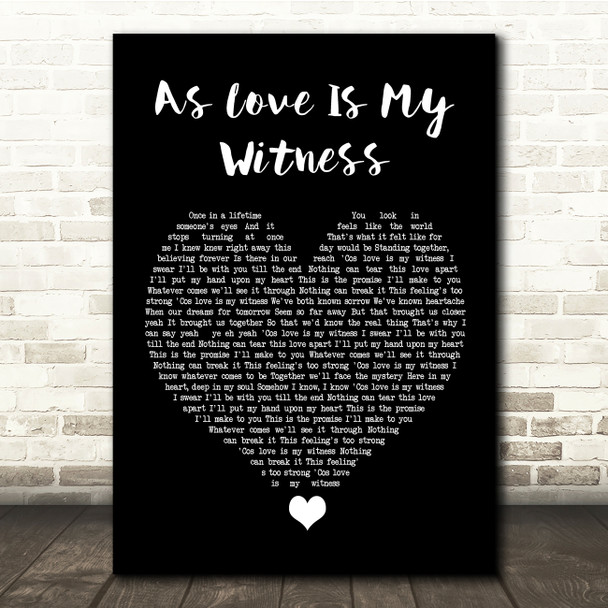 Westlife As Love Is My Witness Black Heart Song Lyric Quote Music Print