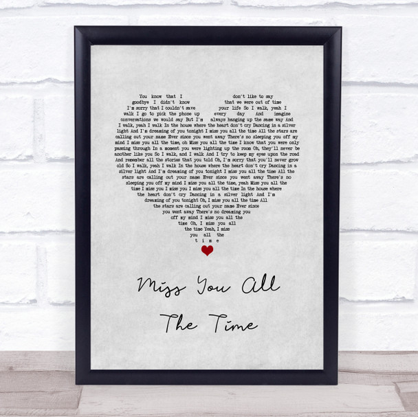 O.A.R. (Of A Revolution) Miss You All The Time Grey Heart Song Lyric Quote Music Print