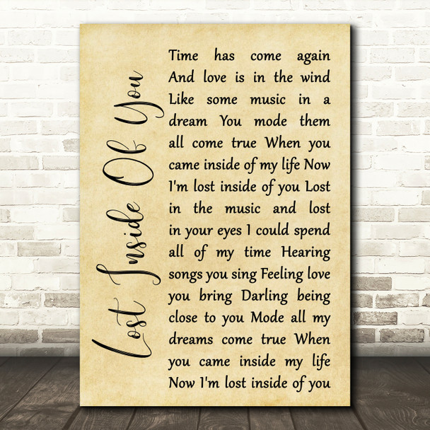 Barbra Streisand Lost Inside Of You Rustic Script Song Lyric Quote Music Print