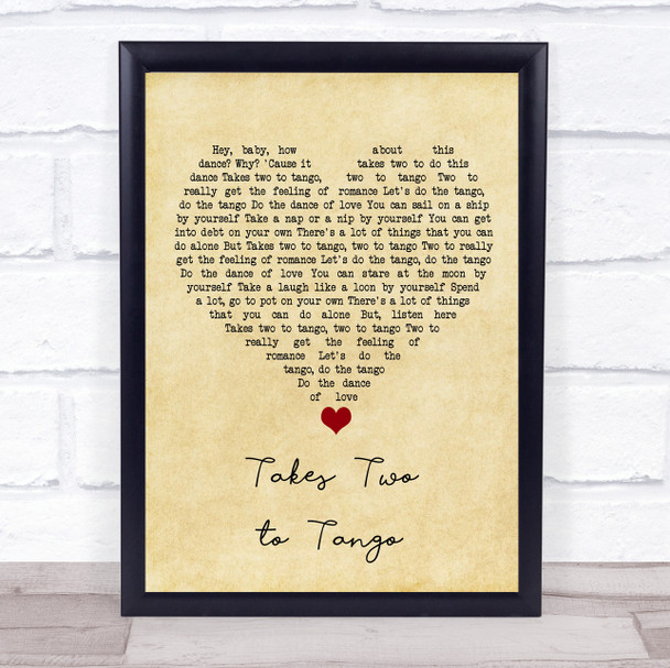 Louis Armstrong Takes Two to Tango Vintage Heart Song Lyric Quote Music Print