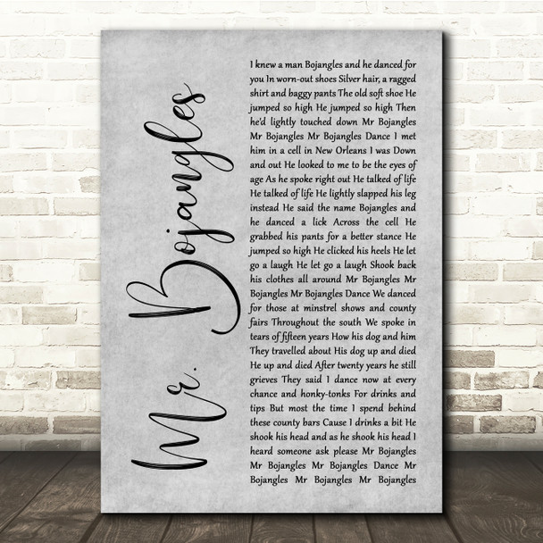 Sammy Davis Jr Mr. Bojangles Grey Rustic Script Song Lyric Quote Music Print