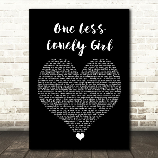 Justin Bieber One Less Lonely Girl Black Heart Song Lyric Quote Music Print