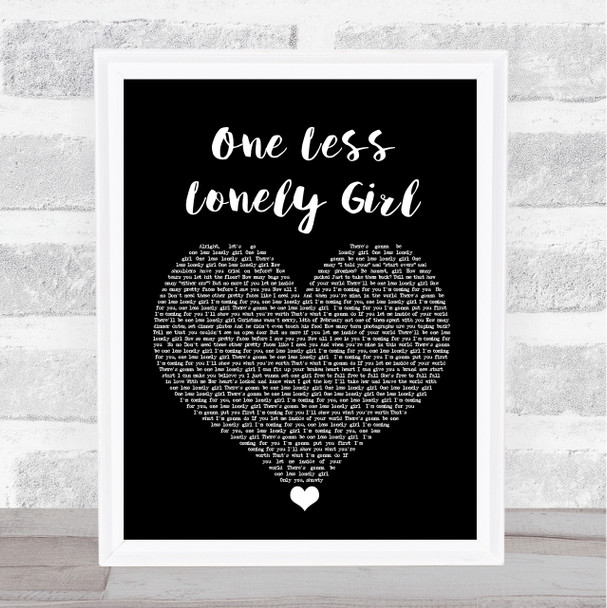 Justin Bieber One Less Lonely Girl Black Heart Song Lyric Quote Music Print