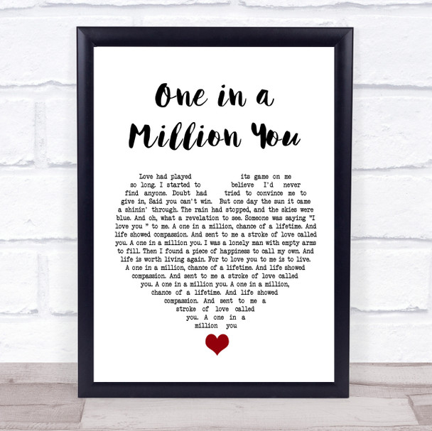 Larry Graham One in a Million You White Heart Song Lyric Quote Music Print