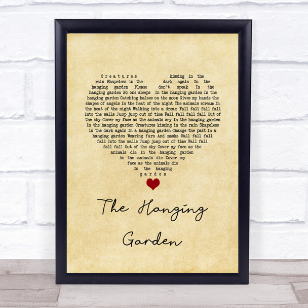 The Cure The Hanging Garden Vintage Heart Song Lyric Quote Music Print