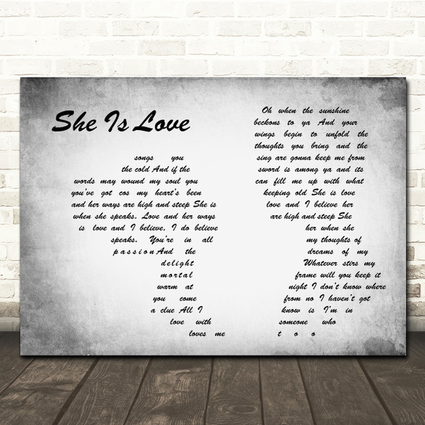 Oasis She Is Love Man Lady Couple Grey Song Lyric Quote Music Print