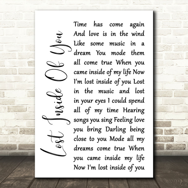 Barbra Streisand Lost Inside Of You White Script Song Lyric Quote Music Print