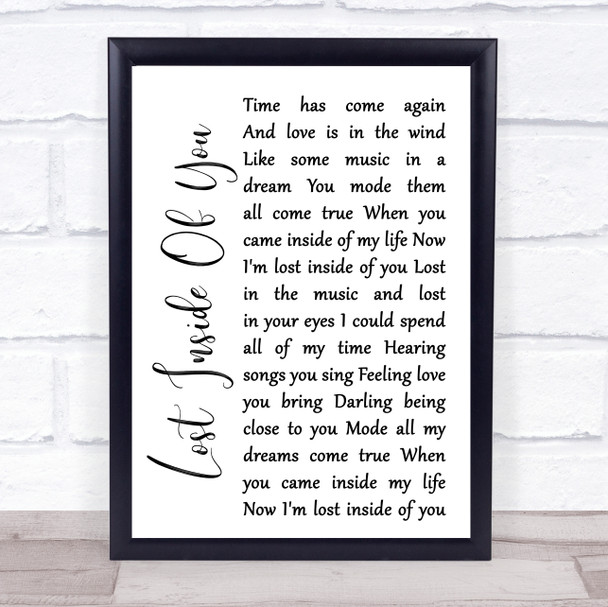 Barbra Streisand Lost Inside Of You White Script Song Lyric Quote Music Print