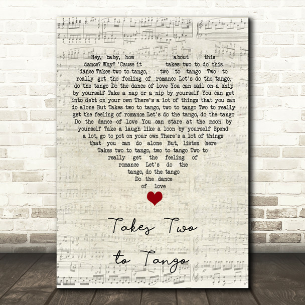 Louis Armstrong Takes Two to Tango Script Heart Song Lyric Quote Music Print