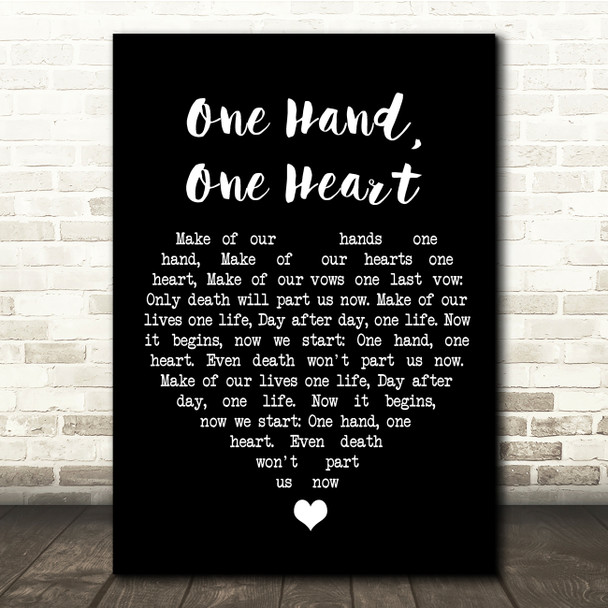 West Side Story One Hand, One Heart Black Heart Song Lyric Quote Music Print