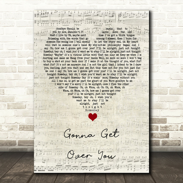 Sara Bareilles Gonna Get Over You Script Heart Song Lyric Quote Music Print