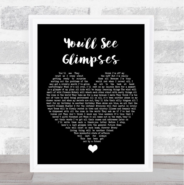 The Blockheads You'll See Glimpses Black Heart Song Lyric Quote Music Print