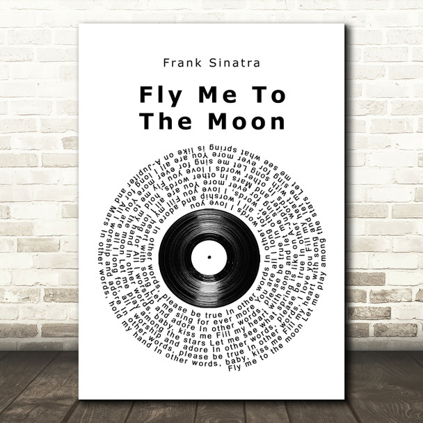 Frank Sinatra Fly Me To The Moon Vinyl Record Song Lyric Quote Music Print