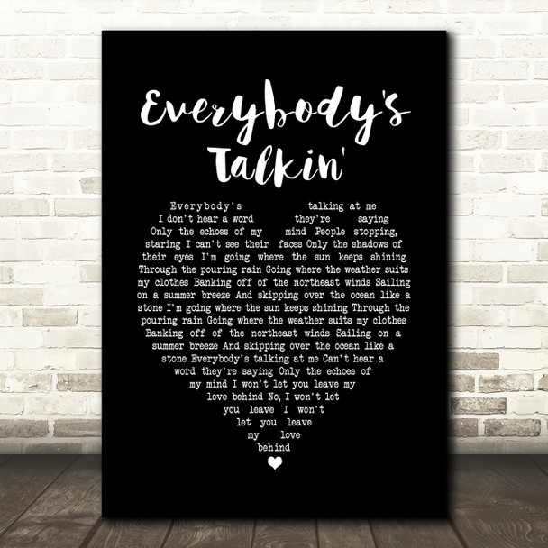 Harry Nilsson Everybody's Talkin' Black Heart Song Lyric Quote Music Print