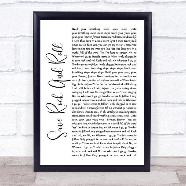 Fall Out Boy Save Rock And Roll White Script Song Lyric Quote Music Print