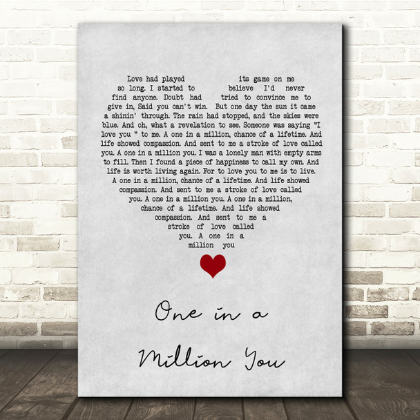 Larry Graham One in a Million You Grey Heart Song Lyric Quote Music Print