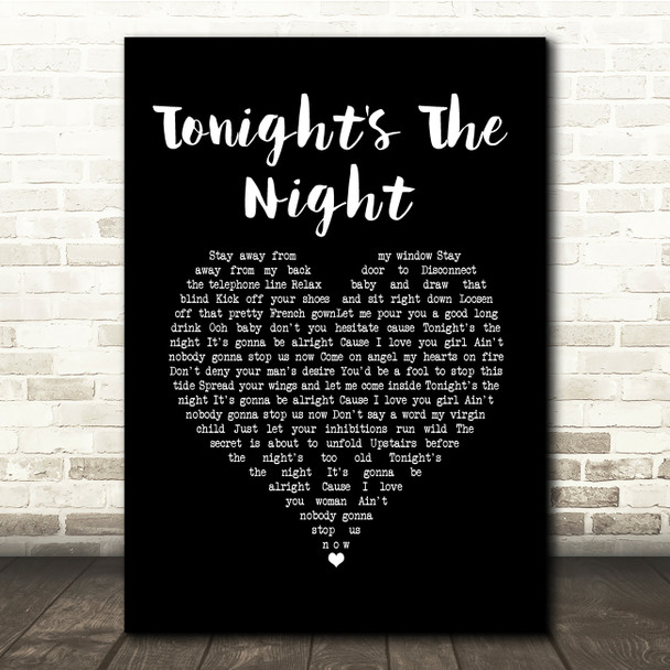 Rod Stewart Tonight's The Night Black Heart Song Lyric Quote Music Print