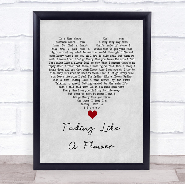 Roxette Fading Like A Flower Grey Heart Song Lyric Quote Music Print