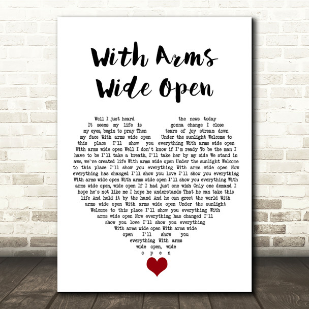 Creed With Arms Wide Open White Heart Song Lyric Quote Music Print
