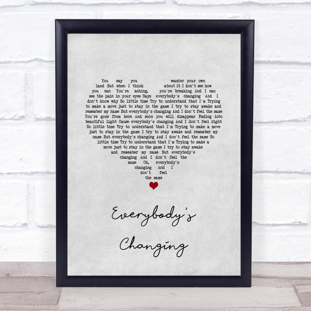 Keane Everybody's Changing Grey Heart Song Lyric Quote Music Print