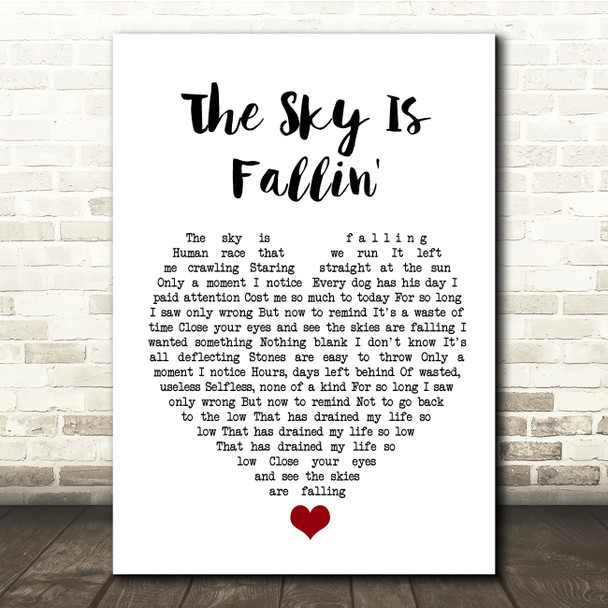 Queens Of The Stone Age The Sky Is Fallin' White Heart Song Lyric Quote Music Print