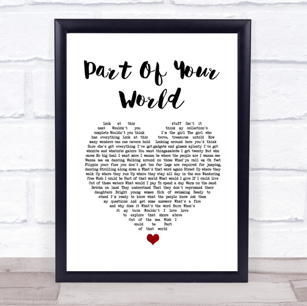 The Little Mermaid Part of Your World White Heart Song Lyric Quote Music Print