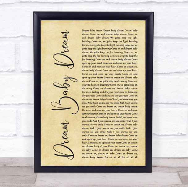 Bruce Springsteen Dream Baby Dream Rustic Script Song Lyric Quote Music Print