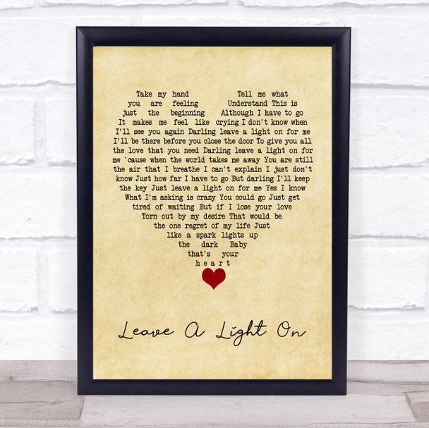 Belinda Carlisle Leave A Light On Vintage Heart Song Lyric Quote Music Print