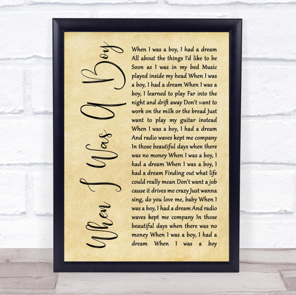 Jeff Lynne's ELO When I Was A Boy Rustic Script Song Lyric Quote Music Print