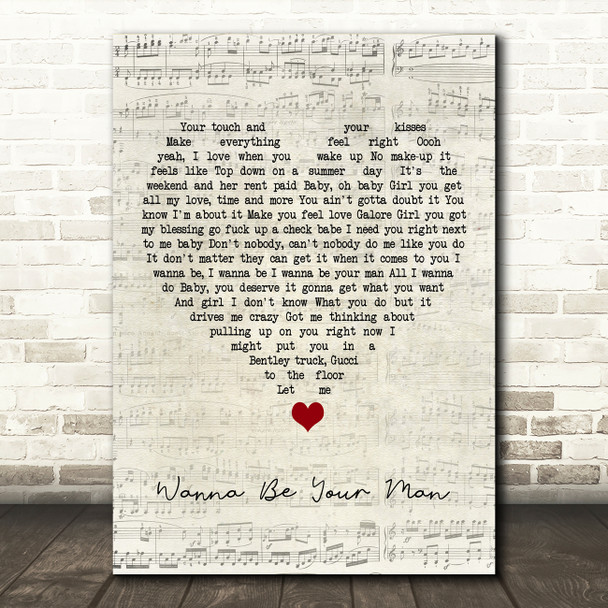 Mechie So Crazy Wanna Be Your Man Script Heart Song Lyric Quote Music Print