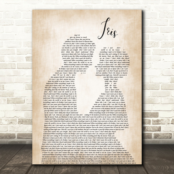 Goo Goo Dolls Iris Man Lady Bride Groom Wedding Song Lyric Quote Print