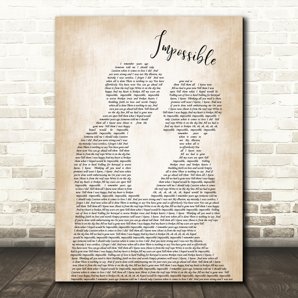 James Arthur Impossible Man Lady Bride Groom Wedding Song Lyric Quote Print