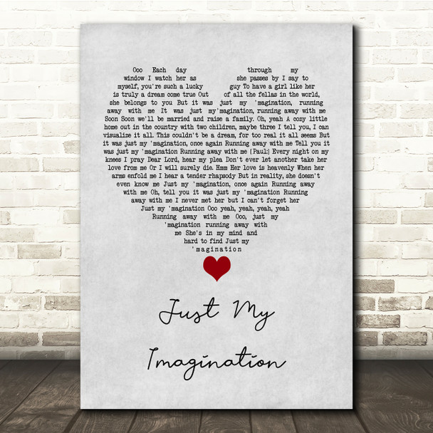 The Temptations Just My Imagination Grey Heart Song Lyric Quote Music Print