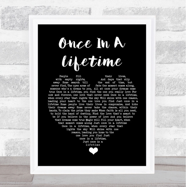 Michael Bolton Once In A Lifetime Black Heart Song Lyric Quote Music Print