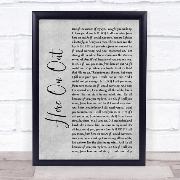 Dave Matthews Here On Out Grey Rustic Script Song Lyric Quote Music Print
