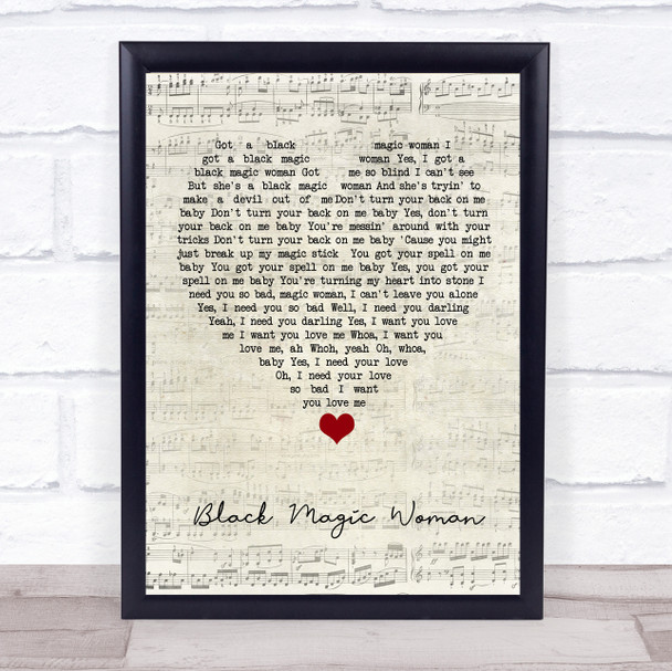 Fleetwood Mac Black Magic Woman Script Heart Song Lyric Quote Music Print